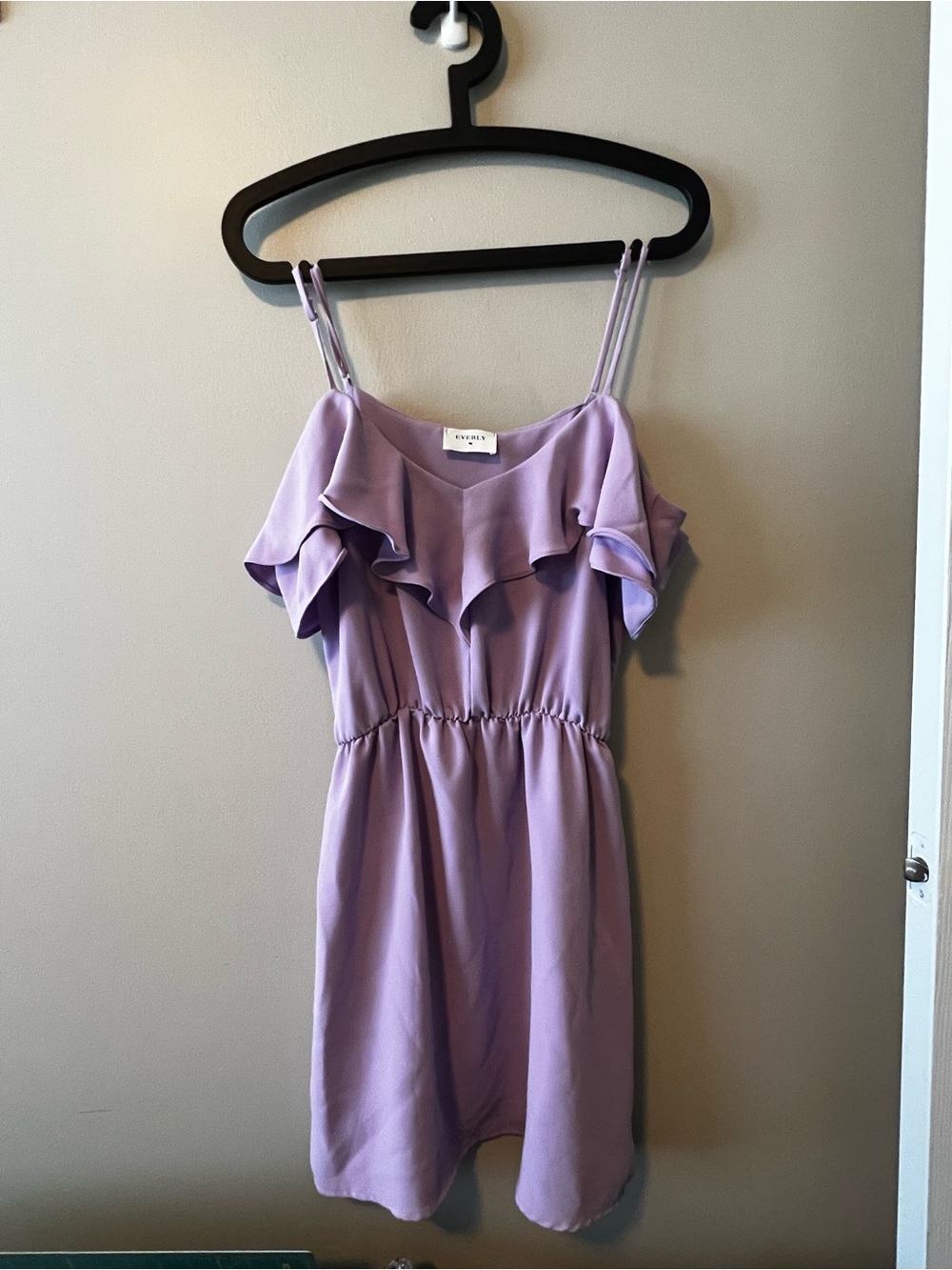 Everly Lavender Ruffle Cold-Shoulder Mini Dress